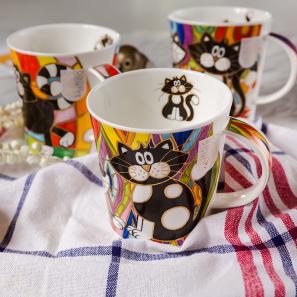 DUNOON 英国丹侬DUNOON骨瓷杯马克杯魔力小喵系列菱形背景