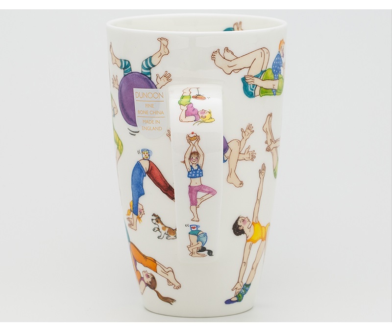 英国丹侬Dunoon骨瓷水杯马克杯茶杯趣味瑜伽杯把图案
