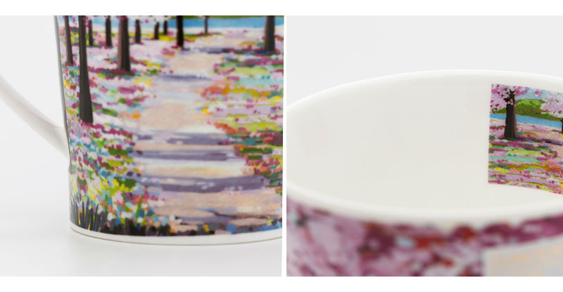 英国丹侬Dunoon骨瓷茶杯林间小道系列落英缤纷马克杯图案细节