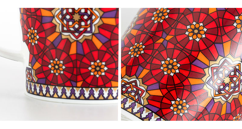 英国丹侬dunoon骨瓷杯波斯风格马克杯细节图案