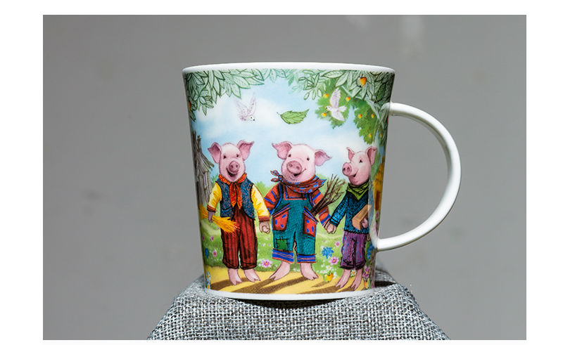 英国丹侬Dunoon骨瓷水杯马克杯茶杯三只小猪水杯