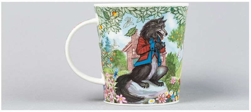 英国丹侬Dunoon骨瓷水杯马克杯茶杯三只小猪水杯反面图案