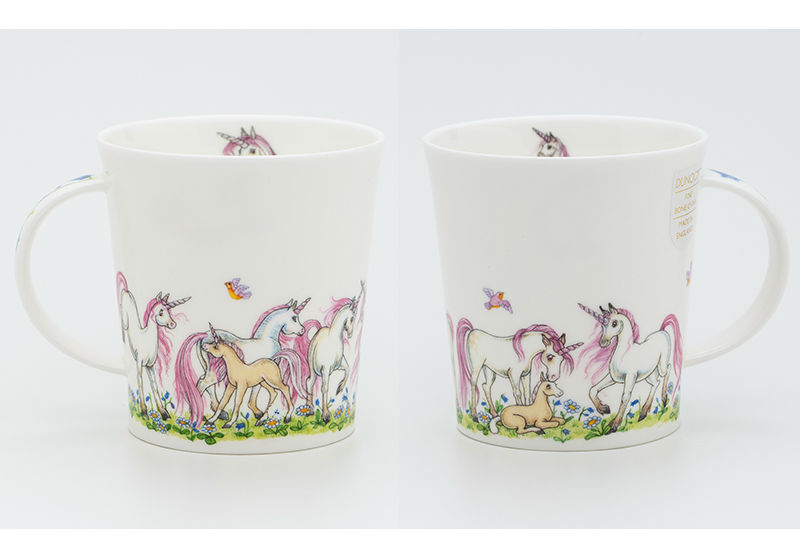 英国丹侬Dunoon骨瓷水杯马克杯茶杯独角兽马克杯正反面图案