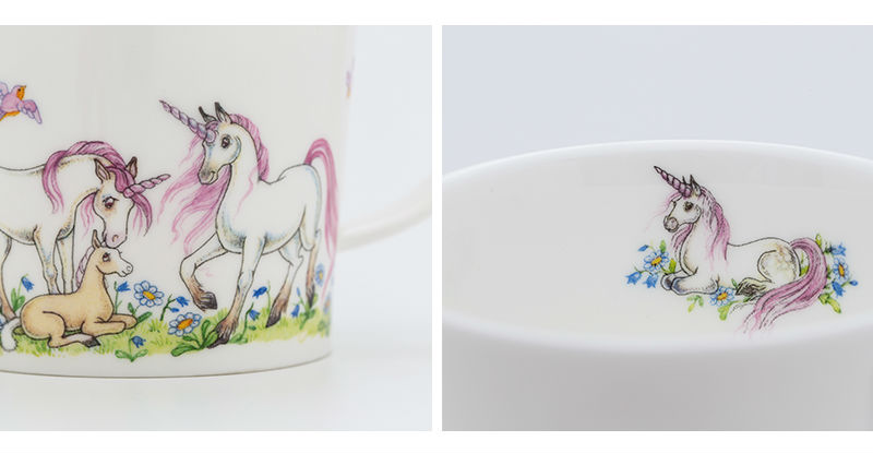 英国丹侬Dunoon骨瓷水杯马克杯茶杯独角兽细节图案