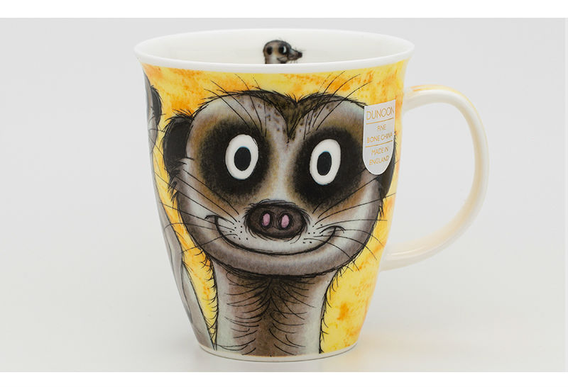 英国DUNOON丹侬骨瓷杯马克杯树獭狐獴水杯一面图案