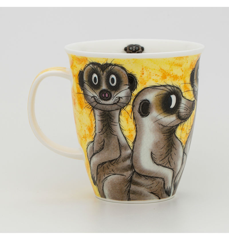 英国DUNOON丹侬骨瓷杯马克杯树獭狐獴水杯一面图案