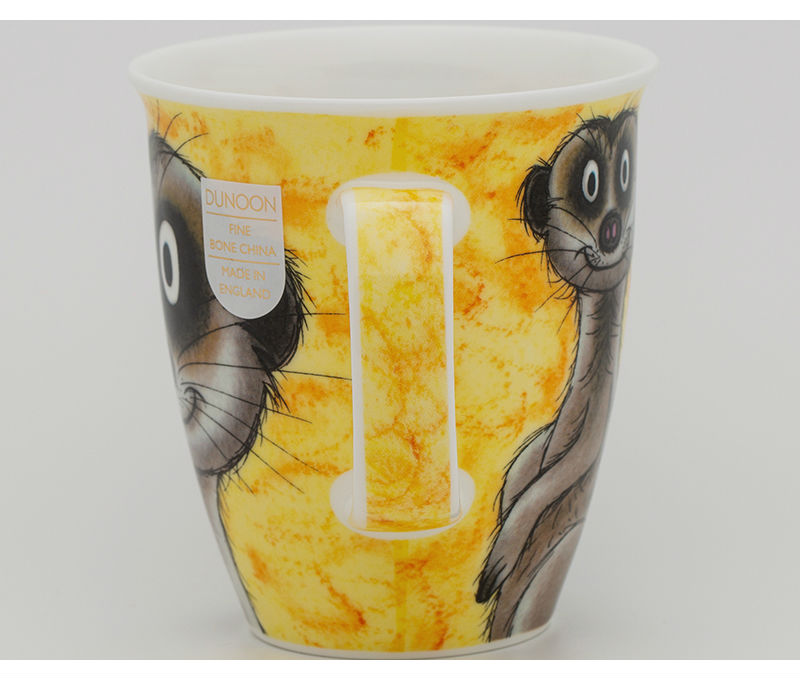 英国DUNOON丹侬骨瓷杯马克杯树獭狐獴水杯侧面图案