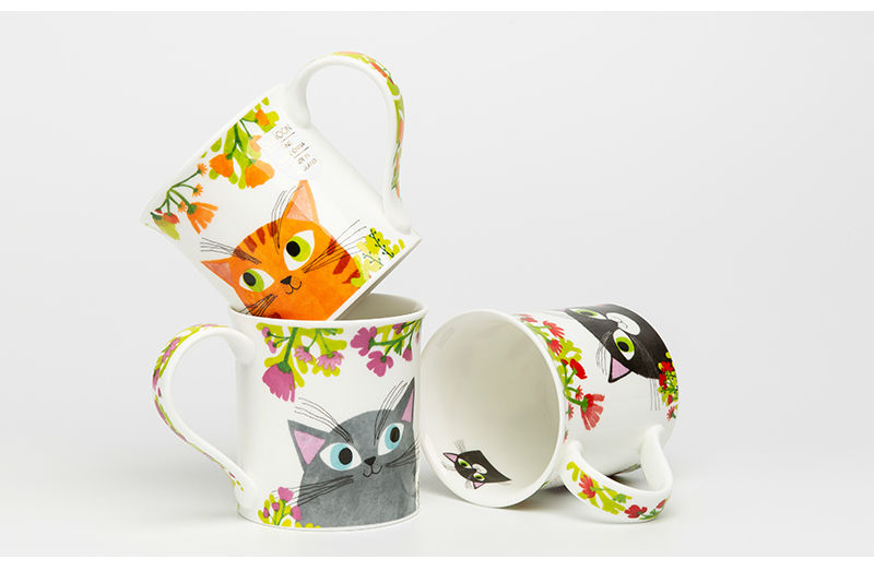 英国DUNOON丹侬骨瓷杯马克杯灵动的猫咪茶杯