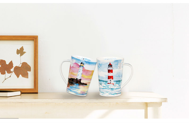 英国丹侬Dunoon骨瓷茶杯马克杯隐居地灯塔骨瓷杯情境图